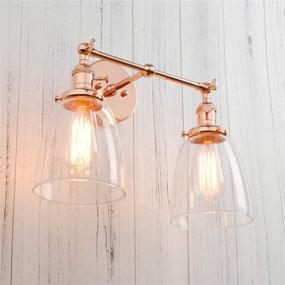 img 2 attached to Permo Double Sconce Vintage Industrial Antique 2-Lights Wall Sconces With Oval Cone Clear Glass Shade (Copper)