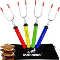 🔥 mallome premium marshmallow roasting sticks set of 4 smores skewers & hot dog fork - 34 inch rotating extendable patio fire pit camping cookware for campfire cooking kids accessories – bonus bag & ebook logo