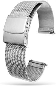 img 4 attached to Enhance Your Style with NBONAL Stainless Steel Mesh Watch Band - Easy Pressing Button Safety Buckle & Quick Release Pin Strap NB-WB-2!