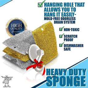 img 2 attached to 🧽 SPONGENATOR Kitchen Scrubbing Sponges - Heavy Duty Non-Scratch Scrubbing Sponges in 2 Colors - Fast Cleaning Multi-Surface Non-Metal Dish Scourers (Pack of 6)