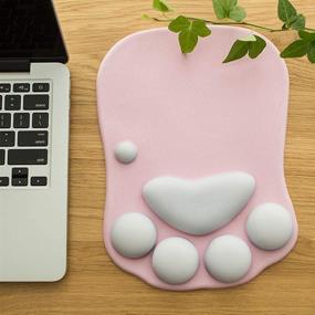 img 1 attached to 🐾 Pink Cat Paw Mouse Pad with Gel Wrist Support - Cute Design for Comfortable Cushioning and Desk Decor - Mousepad for Computer, Mac, Laptop