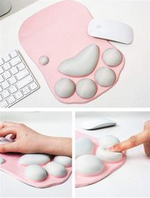 img 3 attached to 🐾 Pink Cat Paw Mouse Pad with Gel Wrist Support - Cute Design for Comfortable Cushioning and Desk Decor - Mousepad for Computer, Mac, Laptop