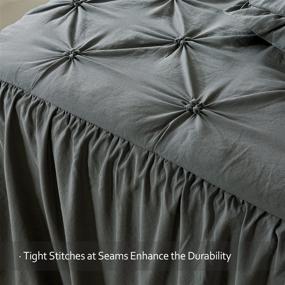 img 2 attached to 🛏️ JML Queen Size 4-Piece Ruffle Skirt Bedspread Set with 30" Drop - Includes Ruffled Bed Skirt, Coverlet, 2 Shams, and 1 Area Rug - 480GSM, Elastic Pleat, Breathable Lightweight Bedding Quilt Set in Dark Grey