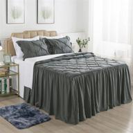 🛏️ jml queen size 4-piece ruffle skirt bedspread set with 30" drop - includes ruffled bed skirt, coverlet, 2 shams, and 1 area rug - 480gsm, elastic pleat, breathable lightweight bedding quilt set in dark grey logo