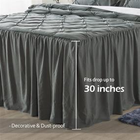 img 3 attached to 🛏️ JML Queen Size 4-Piece Ruffle Skirt Bedspread Set with 30" Drop - Includes Ruffled Bed Skirt, Coverlet, 2 Shams, and 1 Area Rug - 480GSM, Elastic Pleat, Breathable Lightweight Bedding Quilt Set in Dark Grey