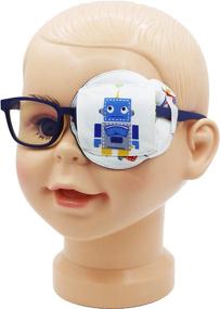 img 4 attached to Blue Robot Astropic 3D Cotton & Silk Eye Patch for Kids 🤖 with Glasses - Left Eye, Medical Eye Patch for Children with Lazy Eye