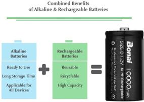 img 2 attached to 🔋 Аккумуляторы BONAI типа D - 10 000 мАч 1,2 В Ni-MH высокой ёмкости и скорости зарядки (упаковка из 4 штук)