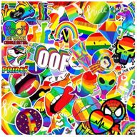 🌈 100-pack vibrant rainbow stickers for laptop, water bottle, car bumper, and more – celebrate gay pride with colorful rainbow stickers for planner, skateboard, snowboard, and fridge logo