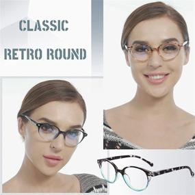 img 2 attached to 👓 3-Pack Blue Light Blocking Retro Round Computer Readers with Spring Hinge for Men Women by CRGATV