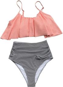 img 3 attached to CUPSHE Women's Flattering High Waisted Falbala Bikini Set: Stylish Beachwear for Women