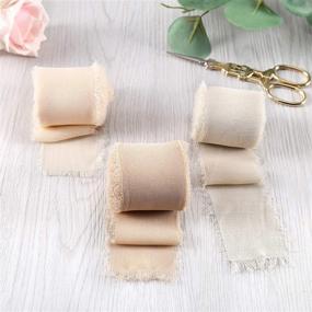 img 3 attached to 🎀 Doris Home 2&#34; x 7Yd Set of 3 Rolls Handmade Fringe Chiffon Silk-Like Ribbons in Nude/Cream/Sand Color - Ideal for Wedding Invitations, Bouquets, Gift Wrapping