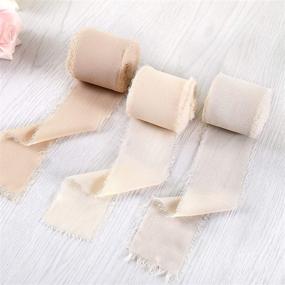 img 1 attached to 🎀 Doris Home 2&#34; x 7Yd Set of 3 Rolls Handmade Fringe Chiffon Silk-Like Ribbons in Nude/Cream/Sand Color - Ideal for Wedding Invitations, Bouquets, Gift Wrapping