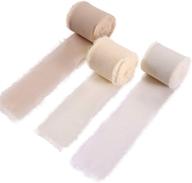 🎀 doris home 2&#34; x 7yd set of 3 rolls handmade fringe chiffon silk-like ribbons in nude/cream/sand color - ideal for wedding invitations, bouquets, gift wrapping logo