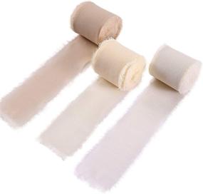 img 4 attached to 🎀 Doris Home 2&#34; x 7Yd Set of 3 Rolls Handmade Fringe Chiffon Silk-Like Ribbons in Nude/Cream/Sand Color - Ideal for Wedding Invitations, Bouquets, Gift Wrapping