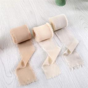 img 2 attached to 🎀 Doris Home 2&#34; x 7Yd Set of 3 Rolls Handmade Fringe Chiffon Silk-Like Ribbons in Nude/Cream/Sand Color - Ideal for Wedding Invitations, Bouquets, Gift Wrapping