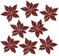 add festive flair with funarty's 12-piece red buffalo plaid poinsettias christmas tree ornaments: artificial christmas flowers 6.7 inch for tree, wreaths, and garland decorations logo