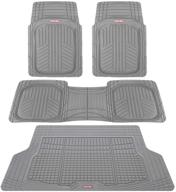 🚗 motor trend premium flextough plus all-protection deepdish front & rear mats with trunk cargo liner - combo set - all weather traction grips, gray: ultimate car floor mats with trunk liner logo