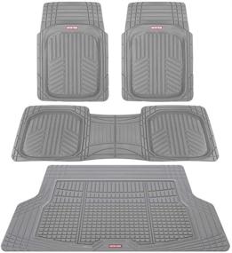 img 4 attached to 🚗 Motor Trend Premium FlexTough Plus All-Protection DeepDish Front & Rear Mats with Trunk Cargo Liner - Combo Set - All Weather Traction Grips, Gray: Ultimate Car Floor Mats with Trunk Liner