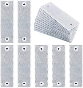 img 4 attached to 🚗 20-Pack Universal Stick-on Car Reflectors - White Plastic Rectangular Stickers, Interior Door Reflectors, Adhesive Warning Plate Reflectors for Most Cars