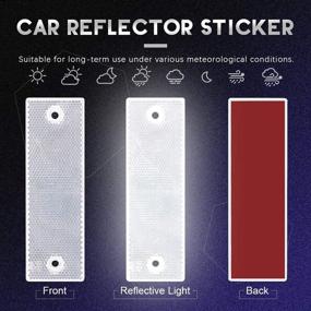 img 1 attached to 🚗 20-Pack Universal Stick-on Car Reflectors - White Plastic Rectangular Stickers, Interior Door Reflectors, Adhesive Warning Plate Reflectors for Most Cars