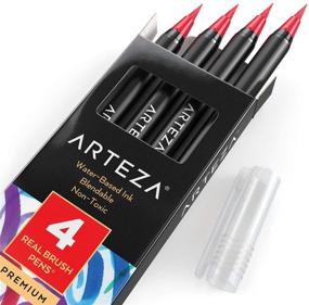 img 2 attached to 🖌️ Arteza Real Brush Pens, A195 Punch Pink, 4-Pack, Watercolor Pens with Nylon Brush Tips, Ideal for Dry-Brush Painting, Sketching, Coloring &amp; Calligraphy - Premium Art Supplies