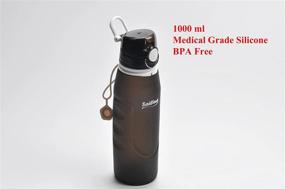 img 1 attached to 🚢 Durable and Leak Proof Collapsible Portable Silicone Water Bottle - 1000 ml, Twist Cap, BPA-Free, Medical Grade Safe Material - Ideal for Sailing