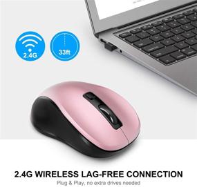 img 3 attached to 🖱️ Pink Ergonomic 2.4G Wireless Mouse for Laptop - WisFox Computer Mouse with USB Receiver, 3 Adjustable Levels and 6 Button Cordless Mice for Windows, Mac, PC, Notebook