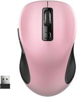 🖱️ pink ergonomic 2.4g wireless mouse for laptop - wisfox computer mouse with usb receiver, 3 adjustable levels and 6 button cordless mice for windows, mac, pc, notebook logo