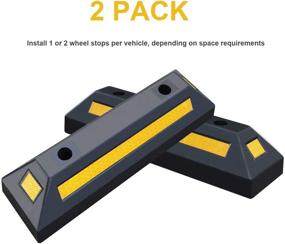 img 3 attached to 🅿️ Professional Grade Rubber Parking Guide Blocks - Heavy Duty Wheel Stops for Car Garage Parks with Reflective Stripes - Ideal for Trucks, RVs, and Trailers - 2 Pack - 21.25"(L)x5.7"(W)x3.54"(H)