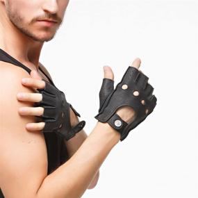 img 2 attached to 🧤 Nappaglo Deerskin Fingerless Leather Motorcycle Gloves: Ultimate Protection and Comfort for Bikers