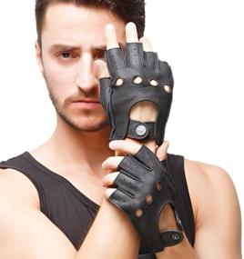 img 4 attached to 🧤 Nappaglo Deerskin Fingerless Leather Motorcycle Gloves: Ultimate Protection and Comfort for Bikers