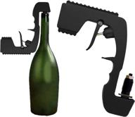 bubbly sparkling champagne gun: adjustable stopper for party, club, and bar - jet for bottled beer - al alloy (black) logo