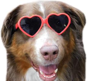 img 4 attached to Eye-Catching G012 Red Heart Shape Sunglasses for Medium Breeds 20lb-40lbs - Dog Pet Costume Prop