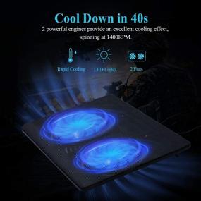 img 3 attached to 💻 FLAGTOP Laptop Fan Cooling Pad: Lightweight, Quiet & Slim, 2 Big Fans, Adjustable Stand. Compatible with 14-15 inch Computers. Portable, with 2 in 1 USB Port and Blue LED Light.