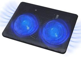 img 4 attached to 💻 FLAGTOP Laptop Fan Cooling Pad: Lightweight, Quiet & Slim, 2 Big Fans, Adjustable Stand. Compatible with 14-15 inch Computers. Portable, with 2 in 1 USB Port and Blue LED Light.