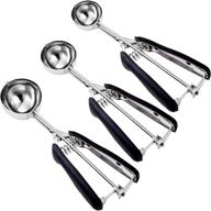 🍪 sunnorn cookie scoop set: premium 3-pack, 18/8 stainless steel scoops for perfectly sized cookies - non-slip grip, black logo