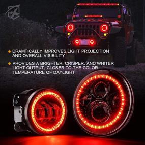 img 3 attached to 🔦 Xprite 7-дюймовые фары с CREE LED 90 Вт и 4-дюймовая фог-лампа с 60 Вт в комплекте со световым кольцом красного цвета - Совместимо с Jeep Wrangler JK 2007-2018.