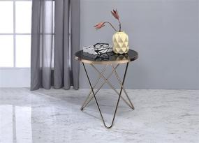 img 1 attached to Acme Valora End Table: Sleek Black Glass & Champagne Elegance