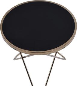 img 2 attached to Acme Valora End Table: Sleek Black Glass & Champagne Elegance