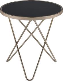 img 3 attached to Acme Valora End Table: Sleek Black Glass & Champagne Elegance