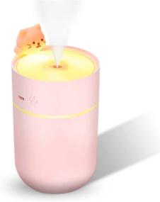 img 4 attached to 🐱 260ml Portable Mini Desktop USB Humidifier - Cute Kitten Design, Small Cool Mist Humidifiers with Night Light, Auto Shut Off, Super Quiet for Indoor Use in Baby Kid Bedroom, Office, Home, Car, Plants, Travel, Hotel Room (Pink)