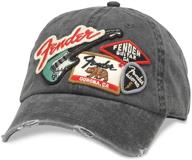 🎸 american needle fender electric guitar icon baseball dad hat (fend-1905a-blk) - black logo