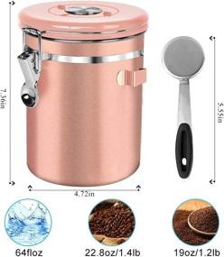 img 3 attached to ☕ NEX Airtight Coffee Canister - 22oz Stainless Steel Container with Date Tracker, Measuring Scoop - Ideal for Coffee Beans, Grounds, Tea, Flour, Sugar - Rose Gold