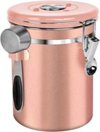 ☕ nex airtight coffee canister - 22oz stainless steel container with date tracker, measuring scoop - ideal for coffee beans, grounds, tea, flour, sugar - rose gold логотип