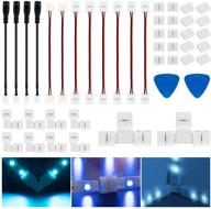 ⚡️ enhance your led light strip setup with the led light connectors kit - 2pin solderless connectors, t/l shape connector, strip to strip jumper wires, female and dc connector for 3528/2835 led strip, 8mm width logo