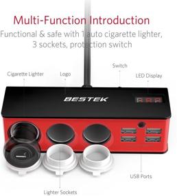 img 3 attached to 🔌 Конечное решение для питания: Адаптер-зажигалка BESTEK 3 розетки 200W 12V/24V постоянного тока с 6A разветвителем USB на 4 порта для автомобилей.