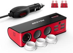 img 4 attached to 🔌 Конечное решение для питания: Адаптер-зажигалка BESTEK 3 розетки 200W 12V/24V постоянного тока с 6A разветвителем USB на 4 порта для автомобилей.