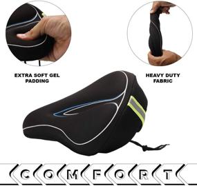 img 3 attached to Giddy Up! Extra Soft Gel Bike Seat Cover for Men & Women - Fits Exercise Bike, Mountain Bike | Reflective Strip & Waterproof Cover Included