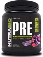 nutrabio pre workout powder - energize your workout with long-lasting stamina, enhanced concentration, and enhanced endurance - expertly formulated with beta alanine, creatine, caffeine, electrolytes - 20 servings - grape berry crush logo