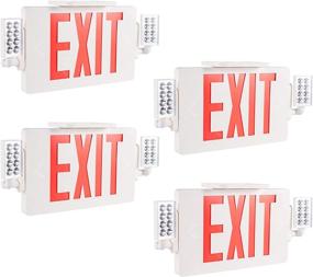 img 4 attached to 🚨 Gruenlich LED Combo Emergency EXIT Sign with 2 Adjustable Head Lights and Double Face, Back Up Batteries- US Standard Red Letter Emergency Exit Lighting, UL 924 Qualified, 120-277 Voltage (4-Pack) for Reliable Safety and Compliance